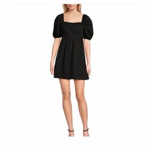 And Now This Black Puff-Sleeve Square-Neck Mini Dress size M